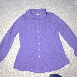 Purple Converse Women’s Button-Up – Size Large, Y2K